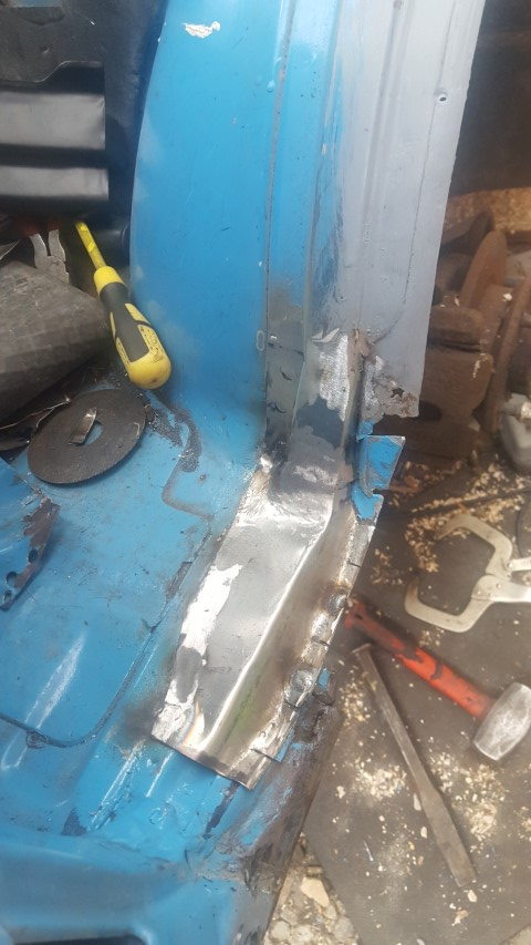 Bedford Rascal wheel arch repair upper step panel