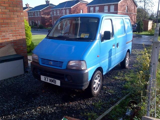Suzuki Carry van painted in Bedford Cargo blue