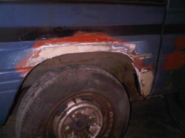 Bedford Rascal rear wheelarch repaired